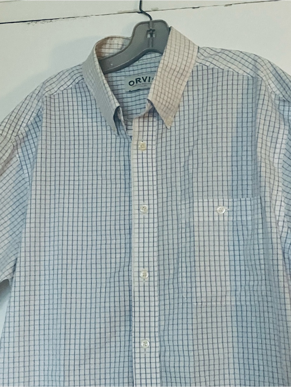 Orvis Sporting Tradition All Cotton Light Blue Windowpane Button-Down Shirt🌺🌺